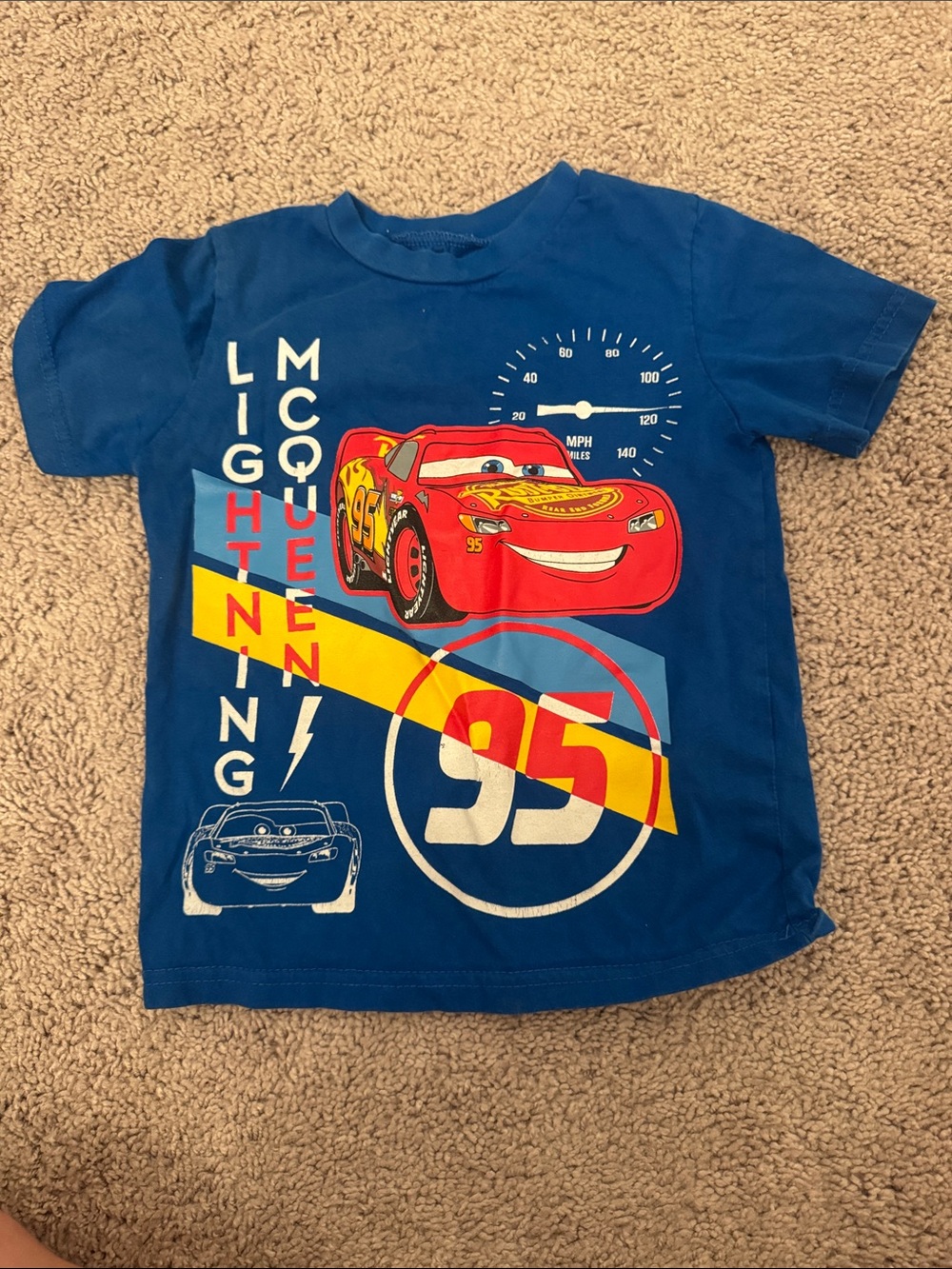 Disney Blue Lightning McQueen Racing Tee with Red Graphic
